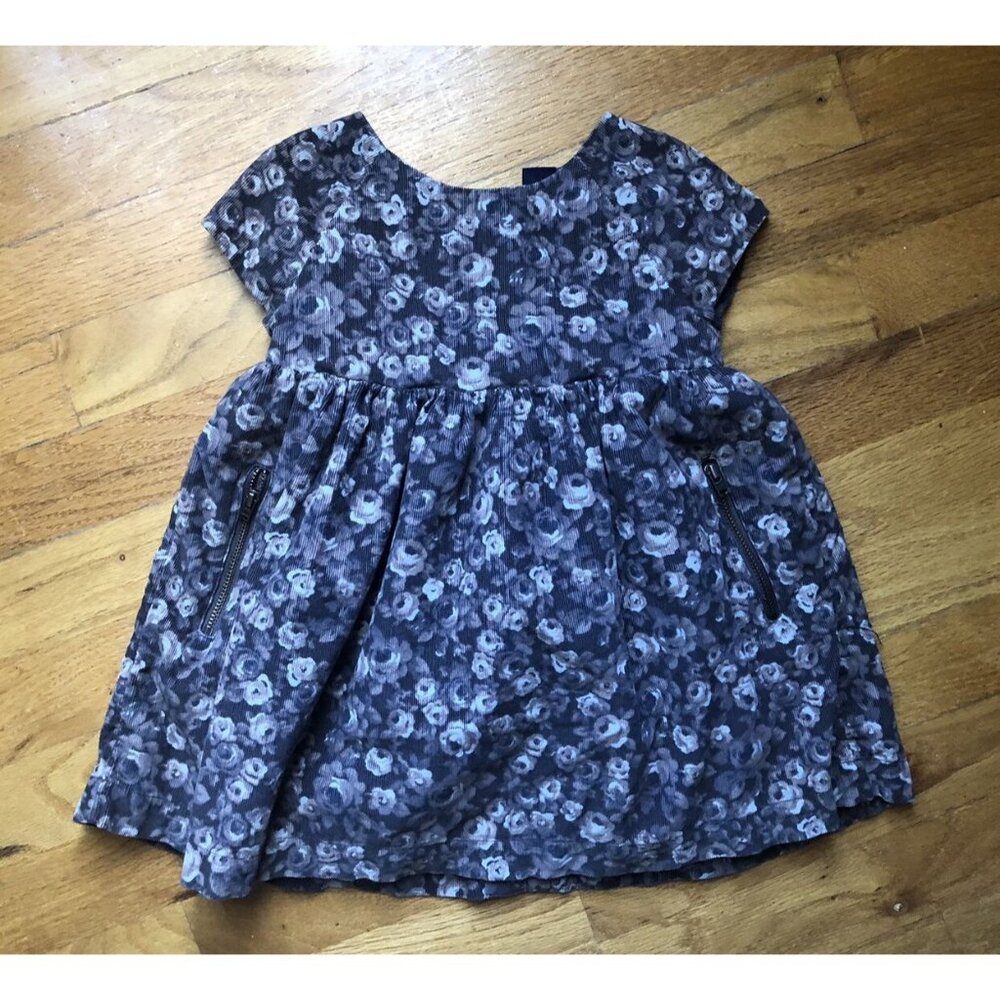 Gap Size 2 Grey Corduroy Floral Dress